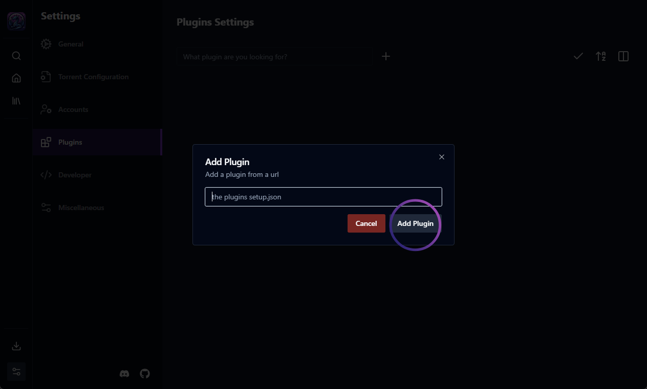 Falkor add plugin confirmation
