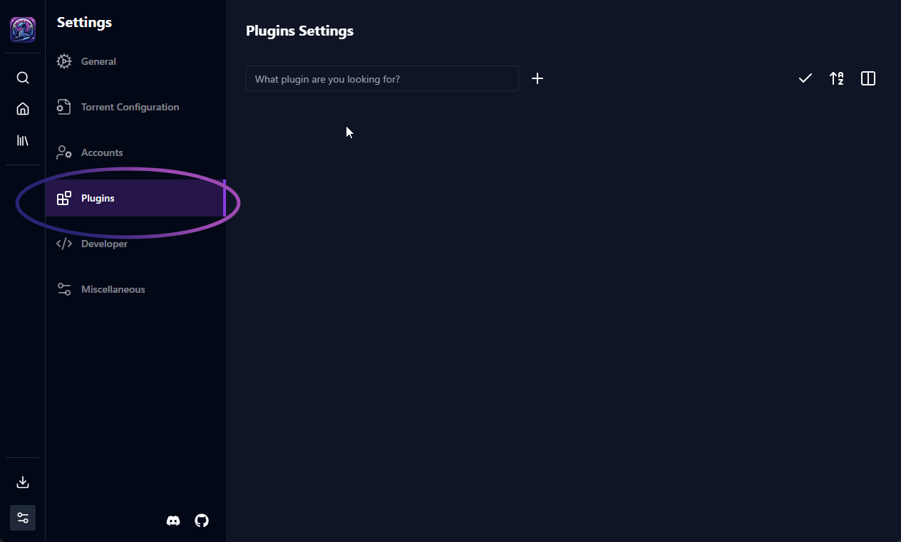 Falkor plugins menu item